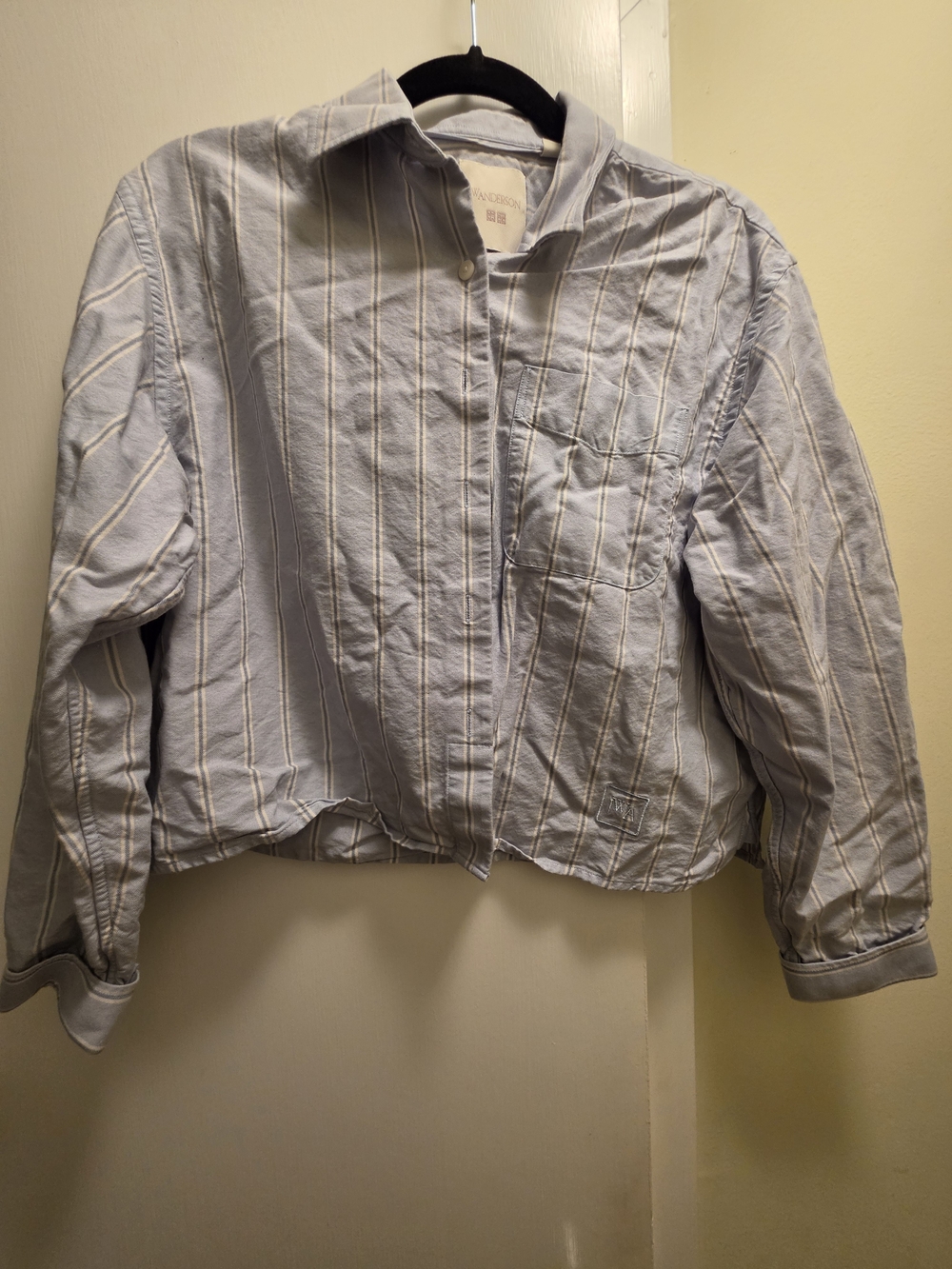 Uniqlo/JW Anderson - Light Blue Striped Women's Button Down Cropped Shirt Small